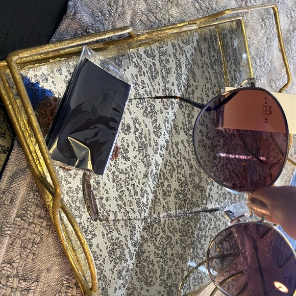 New Coach Women's Gold and Black Sunglasses - Picture 7 of 8